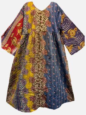 Nwt FUNKY STUFF hippie boho vintage cotton pocket kantha maxi DRESS 2X